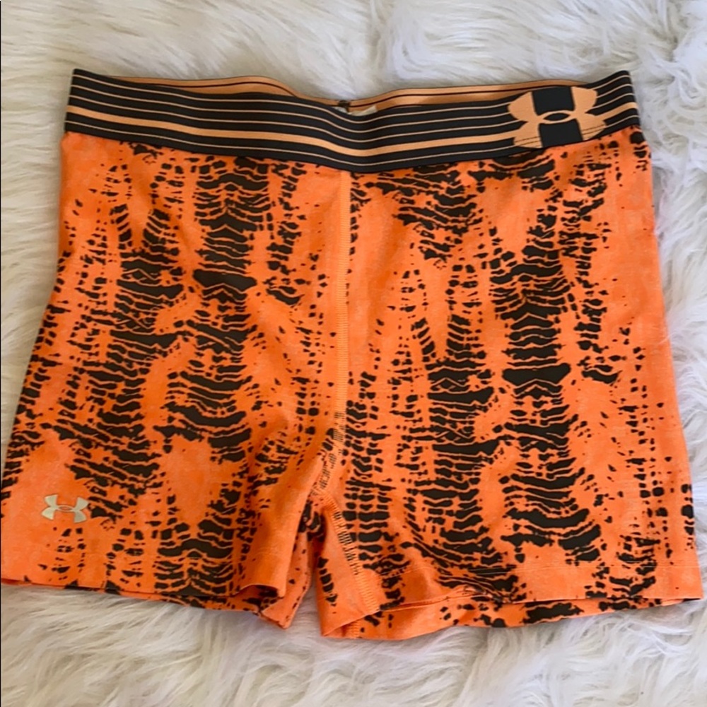 Orange under armor workout shorts